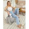 Ekouaer Womens Jogger Pajamas Pants Comfy Long Lounge Bottom,Drawstring Elastic Waist Sleep Pants with Pockets(Grey White Striped)