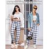 Ekouaer Womens Jogger Pajamas Pants Comfy Long Lounge Bottom,Drawstring Elastic Waist Sleep Pants with Pockets(Navy and White Plaid)