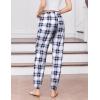 Ekouaer Womens Jogger Pajamas Pants Comfy Long Lounge Bottom,Drawstring Elastic Waist Sleep Pants with Pockets(Navy and White Plaid)
