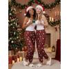 Ekouaer Womens Jogger Pajamas Pants Comfy Long Lounge Bottom,Drawstring Elastic Waist Sleep Pants with Pockets(Teddy Plaid Red)