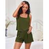 Ekouaer Womens Pajama Set Shorts Sleeveless Lounge Sets Summer 2 Piece Pjs Tank Top and Shorts with Pockets(Army Green)