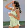 Ekouaer Womens Pajama Sets Ruffle Cami Top and Shorts 2 Piece Lounge Set Sleepwear, Summer Comfy Cute Bridal Pajama for Women(Gingham Green)