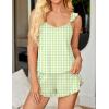 Ekouaer Womens Pajama Sets Ruffle Cami Top and Shorts 2 Piece Lounge Set Sleepwear, Summer Comfy Cute Bridal Pajama for Women(Gingham Green)