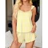 Ekouaer Womens Pajama Sets Ruffle Cami Top and Shorts 2 Piece Lounge Set Sleepwear, Summer Comfy Cute Bridal Pajama for Women(Gingham Yellow)
