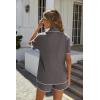 Ekouaer Women’s Ribbed Button Down Pajamas Sets 2 Piece Short Sleeve Shorts Pjs Knit Lounge Sets(Dark Gray)