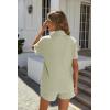Ekouaer Women’s Ribbed Button Down Pajamas Sets 2 Piece Short Sleeve Shorts Pjs Knit Lounge Sets(Light Green)