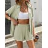 Ekouaer Women’s Ribbed Button Down Pajamas Sets 2 Piece Short Sleeve Shorts Pjs Knit Lounge Sets(Light Green)