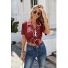 Ekouaer Women’s Ribbed Button Down Pajamas Sets 2 Piece Short Sleeve Shorts Pjs Knit Lounge Sets(Maroon Red)