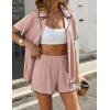 Ekouaer Women’s Ribbed Button Down Pajamas Sets 2 Piece Short Sleeve Shorts Pjs Knit Lounge Sets(Peach Pink)