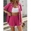 Ekouaer Women’s Ribbed Button Down Pajamas Sets 2 Piece Short Sleeve Shorts Pjs Knit Lounge Sets(Rose)
