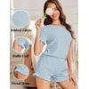 Ekouaer Womens Ribbed Knit Pajama Sets 2 Piece Short Sleeve Pjs Cute Pajamas Ruffle Lounge Sets Soft Sleepwear Set S-XXL(Light Blue)