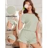 Ekouaer Womens Ribbed Knit Pajama Sets 2 Piece Short Sleeve Pjs Cute Pajamas Ruffle Lounge Sets Soft Sleepwear Set S-XXL(Light Green)