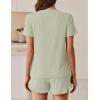 Ekouaer Womens Ribbed Knit Pajama Sets 2 Piece Short Sleeve Pjs Cute Pajamas Ruffle Lounge Sets Soft Sleepwear Set S-XXL(Light Green)