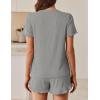 Ekouaer Womens Ribbed Knit Pajama Sets 2 Piece Short Sleeve Pjs Cute Pajamas Ruffle Lounge Sets Soft Sleepwear Set S-XXL(Light Grey)