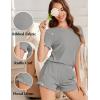 Ekouaer Womens Ribbed Knit Pajama Sets 2 Piece Short Sleeve Pjs Cute Pajamas Ruffle Lounge Sets Soft Sleepwear Set S-XXL(Light Grey)