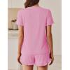 Ekouaer Womens Ribbed Knit Pajama Sets 2 Piece Short Sleeve Pjs Cute Pajamas Ruffle Lounge Sets Soft Sleepwear Set S-XXL(Pink)