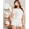 Ekouaer Womens Ribbed Knit Pajama Sets 2 Piece Short Sleeve Pjs Cute Pajamas Ruffle Lounge Sets Soft Sleepwear Set S-XXL(White)