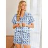 Ekouaer Womens Silk Pajama Sets 2 Piece Satin Pj Set Button Down Shirt and Shorts Lounge Sets Classic with Pockets(Blue Monkeys Bananas)