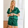 Ekouaer Womens Silk Pajama Sets 2 Piece Satin Pj Set Button Down Shirt and Shorts Lounge Sets Classic with Pockets(Green)