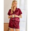 Ekouaer Womens Silk Pajama Sets 2 Piece Satin Pj Set Button Down Shirt and Shorts Lounge Sets Classic with Pockets(Red)