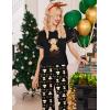 Ekouaer Women’s Sleepwear Capri Pajama Sets Short Sleeve Two-Piece Pjs V Neck Tops & Capri Pants with Pockets S-3XL(Bear Good Night Black)