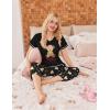 Ekouaer Women’s Sleepwear Capri Pajama Sets Short Sleeve Two-Piece Pjs V Neck Tops & Capri Pants with Pockets S-3XL(Bear Good Night Black)