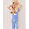 Ekouaer Women’s Sleepwear Capri Pajama Sets Short Sleeve Two-Piece Pjs V Neck Tops & Capri Pants with Pockets S-3XL(Bear Good Night Blue)