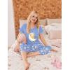 Ekouaer Women’s Sleepwear Capri Pajama Sets Short Sleeve Two-Piece Pjs V Neck Tops & Capri Pants with Pockets S-3XL(Bear Good Night Blue)