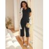 Ekouaer Women’s Sleepwear Capri Pajama Sets Short Sleeve Two-Piece Pjs V Neck Tops & Capri Pants with Pockets S-3XL(Black)