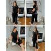 Ekouaer Women’s Sleepwear Capri Pajama Sets Short Sleeve Two-Piece Pjs V Neck Tops & Capri Pants with Pockets S-3XL(Black)