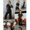 Ekouaer Women’s Sleepwear Capri Pajama Sets Short Sleeve Two-Piece Pjs V Neck Tops & Capri Pants with Pockets S-3XL(Black)