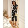 Ekouaer Women’s Sleepwear Capri Pajama Sets Short Sleeve Two-Piece Pjs V Neck Tops & Capri Pants with Pockets S-3XL(Black Beer)