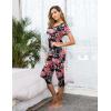 Ekouaer Women’s Sleepwear Capri Pajama Sets Short Sleeve Two-Piece Pjs V Neck Tops & Capri Pants with Pockets S-3XL(Black Red Flowers)