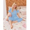 Ekouaer Women’s Sleepwear Capri Pajama Sets Short Sleeve Two-Piece Pjs V Neck Tops & Capri Pants with Pockets S-3XL(Blue)