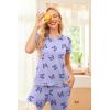 Ekouaer Women’s Sleepwear Capri Pajama Sets Short Sleeve Two-Piece Pjs V Neck Tops & Capri Pants with Pockets S-3XL(Blue Butterflies)