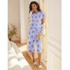 Ekouaer Women’s Sleepwear Capri Pajama Sets Short Sleeve Two-Piece Pjs V Neck Tops & Capri Pants with Pockets S-3XL(Blue Butterflies)