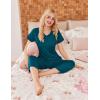 Ekouaer Women’s Sleepwear Capri Pajama Sets Short Sleeve Two-Piece Pjs V Neck Tops & Capri Pants with Pockets S-3XL(Blue Green)