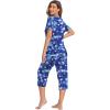Ekouaer Women’s Sleepwear Capri Pajama Sets Short Sleeve Two-Piece Pjs V Neck Tops & Capri Pants with Pockets S-3XL(Blue Stars)