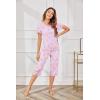 Ekouaer Women’s Sleepwear Capri Pajama Sets Short Sleeve Two-Piece Pjs V Neck Tops & Capri Pants with Pockets S-3XL(Colorful Flowers)