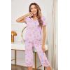 Ekouaer Women’s Sleepwear Capri Pajama Sets Short Sleeve Two-Piece Pjs V Neck Tops & Capri Pants with Pockets S-3XL(Colorful Flowers)