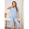 Ekouaer Women’s Sleepwear Capri Pajama Sets Short Sleeve Two-Piece Pjs V Neck Tops & Capri Pants with Pockets S-3XL(Cute Monkey)