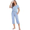 Ekouaer Women’s Sleepwear Capri Pajama Sets Short Sleeve Two-Piece Pjs V Neck Tops & Capri Pants with Pockets S-3XL(Cute Monkey)