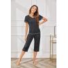 Ekouaer Women’s Sleepwear Capri Pajama Sets Short Sleeve Two-Piece Pjs V Neck Tops & Capri Pants with Pockets S-3XL(Dark Grey)