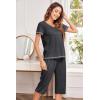 Ekouaer Women’s Sleepwear Capri Pajama Sets Short Sleeve Two-Piece Pjs V Neck Tops & Capri Pants with Pockets S-3XL(Dark Grey)