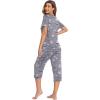 Ekouaer Women’s Sleepwear Capri Pajama Sets Short Sleeve Two-Piece Pjs V Neck Tops & Capri Pants with Pockets S-3XL(Gray Coffee Cups)