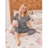 Ekouaer Women’s Sleepwear Capri Pajama Sets Short Sleeve Two-Piece Pjs V Neck Tops & Capri Pants with Pockets S-3XL(Gray Little Stars)