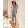 Ekouaer Women’s Sleepwear Capri Pajama Sets Short Sleeve Two-Piece Pjs V Neck Tops & Capri Pants with Pockets S-3XL(Gray Little Stars)