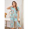Ekouaer Women’s Sleepwear Capri Pajama Sets Short Sleeve Two-Piece Pjs V Neck Tops & Capri Pants with Pockets S-3XL(Green Little Flowers)