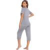 Ekouaer Women’s Sleepwear Capri Pajama Sets Short Sleeve Two-Piece Pjs V Neck Tops & Capri Pants with Pockets S-3XL(Grey Stars)