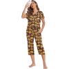 Ekouaer Women’s Sleepwear Capri Pajama Sets Short Sleeve Two-Piece Pjs V Neck Tops & Capri Pants with Pockets S-3XL(Halloween Pumpkin)